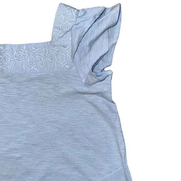 ZARA Kids | Blue | SQUARE NECK EMBROIDERY TOP - Picture 4 of 5